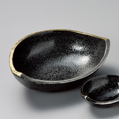 01124-461 黒ちらし口金銀5.5半月形丼|業務用食器カタログ陶里30号