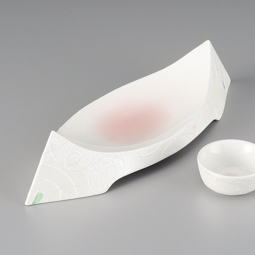 01211-181 ラスターピンク吹舟型向付|業務用食器カタログ陶里30号