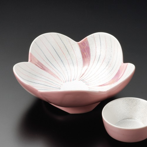 01319-471 ピンク釉ラスター花型向付|業務用食器カタログ陶里30号