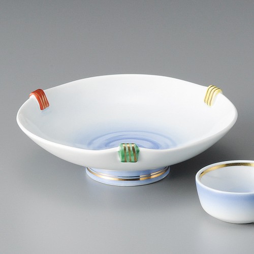01407-071 コバルト吹三色なぶり高台向付|業務用食器カタログ陶里30号