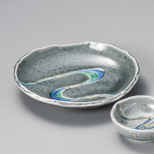 01929-461 ねずみ流水6.0丸皿|業務用食器カタログ陶里30号