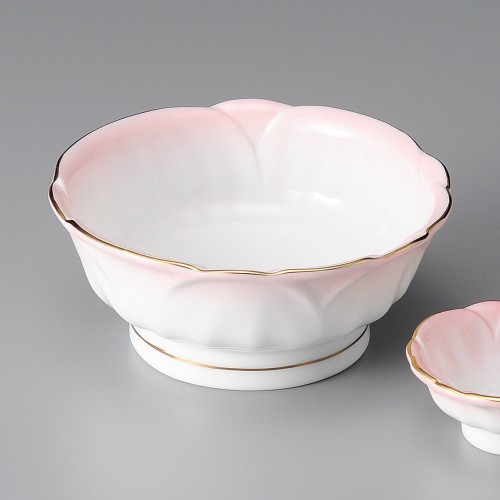 02017-221 ピンク吹梅型向付|業務用食器カタログ陶里30号