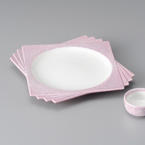 02029-181 紫白吹四ツ重ね前菜皿|業務用食器カタログ陶里30号