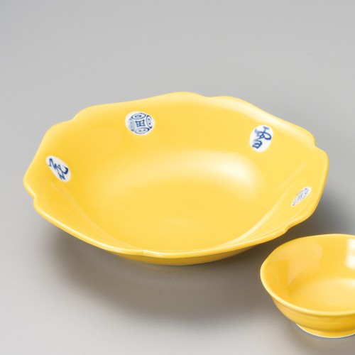 02101-471 黄釉雪月花6.0鉢|業務用食器カタログ陶里30号