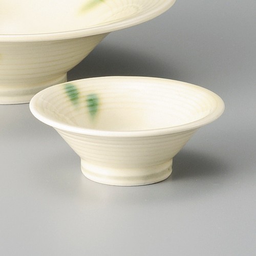 02238-311 黄釉織部流し反り渦丸珍味|業務用食器カタログ陶里30号