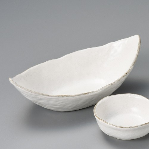 02719-541 白マット水晶舟型鉢|業務用食器カタログ陶里30号