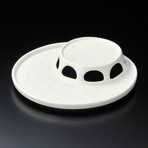 03209-471 ラスター点紋穴あき高台皿|業務用食器カタログ陶里30号