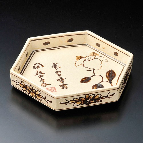 03420-471 乾山山茶花六角6.0皿|業務用食器カタログ陶里30号