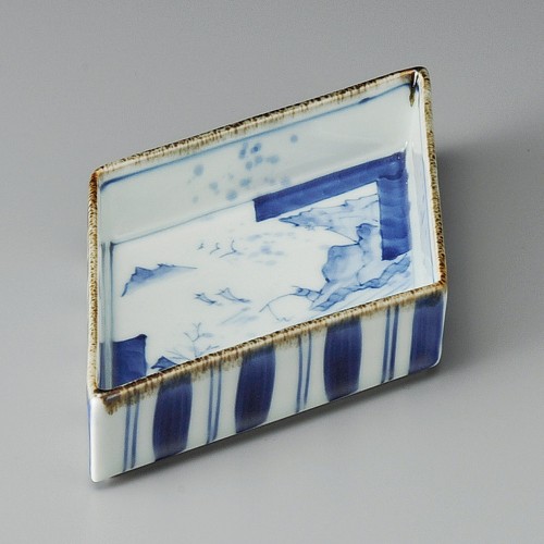 03703-161 染付山水菱形向付|業務用食器カタログ陶里30号