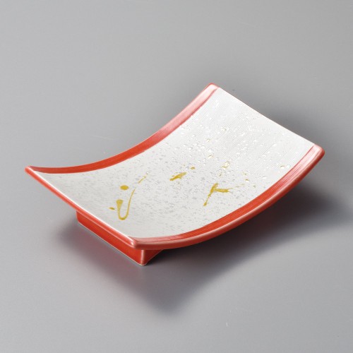 04010-181 渕赤黄とばし アーチ皿|業務用食器カタログ陶里30号