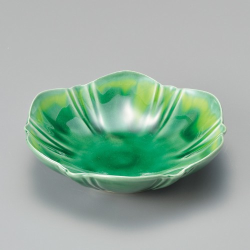 04401-471 緑釉黄流し六つ山花型向付|業務用食器カタログ陶里30号