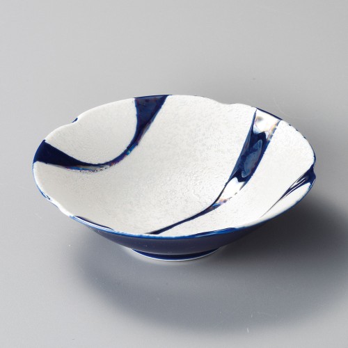 04413-401 ルリ釉流水ラスター花型多用鉢|業務用食器カタログ陶里30号