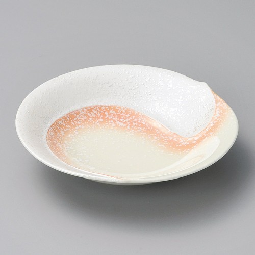 04701-651 オレンジ吹ラスター勾玉平鉢(中)|業務用食器カタログ陶里30号