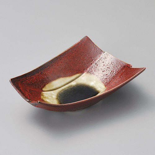 05105-471 紅柚子天目灰流し三角鉢|業務用食器カタログ陶里30号