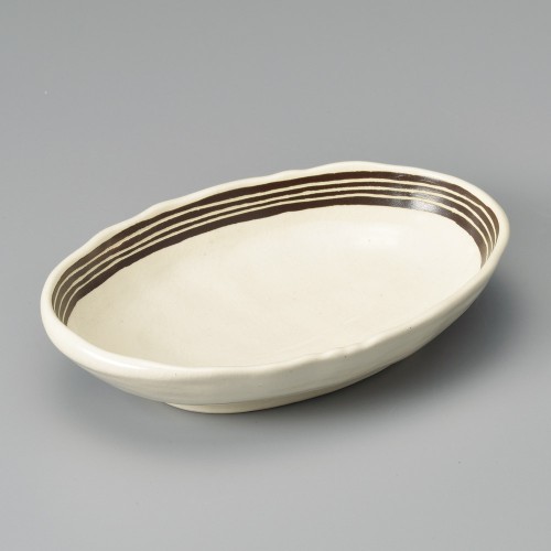 05708-451 志野ライン楕円6.0鉢|業務用食器カタログ陶里30号