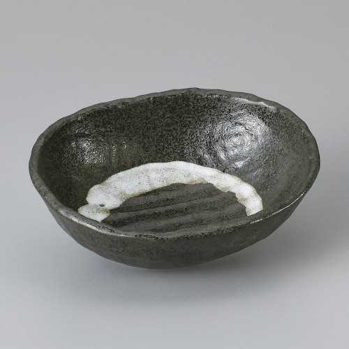 07106-491 黒結晶刷毛目刺身鉢|業務用食器カタログ陶里30号