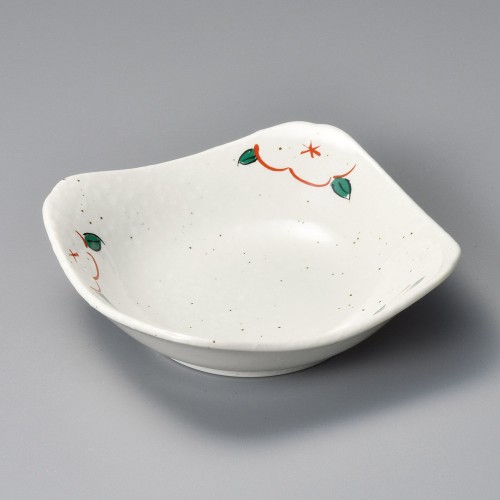 07207-321 雪粉引赤絵花5.0角皿|業務用食器カタログ陶里30号