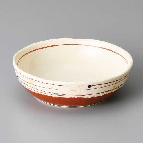 07514-131 点彩渦4.5浅ボール(赤)|業務用食器カタログ陶里30号