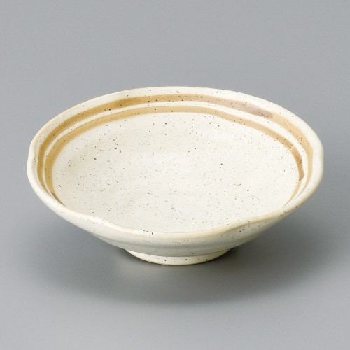 07601-341 クリーム粉引ライン平小鉢|業務用食器カタログ陶里30号