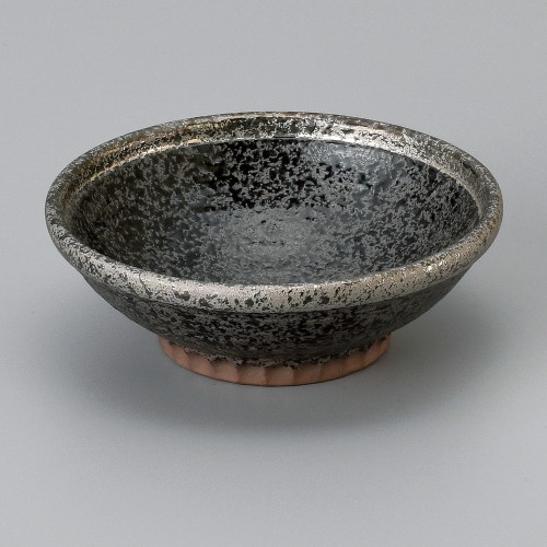 07817-461 黒ちらし渕銀巻3.6丸浅鉢|業務用食器カタログ陶里30号