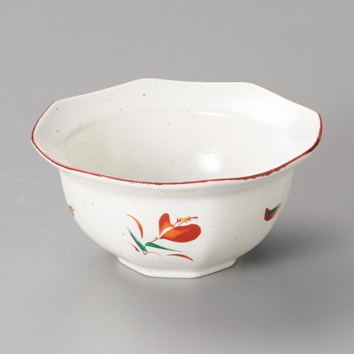 08013-341 白粉引花ひらり八角小鉢(大)|業務用食器カタログ陶里30号