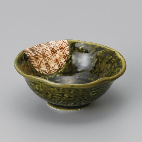 08018-461 格子織部花形小鉢|業務用食器カタログ陶里30号