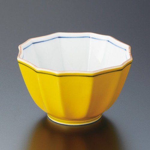 08704-471 渕錆黄釉十二角小鉢|業務用食器カタログ陶里30号