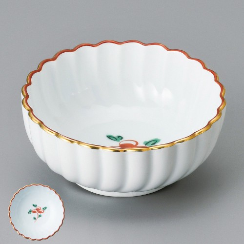 08706-291 朱金見込花小鉢|業務用食器カタログ陶里30号
