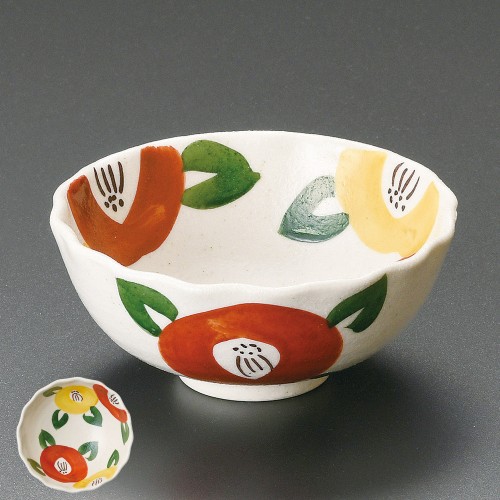 09424-131 赤絵椿フリル小鉢|業務用食器カタログ陶里30号