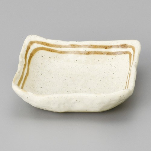 09926-341 クリーム粉引ライン角小鉢|業務用食器カタログ陶里30号