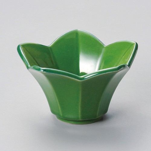 13339-151 緑釉桔梗形3.3小鉢|業務用食器カタログ陶里30号