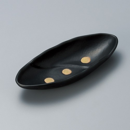 13628-301 黒ドット(小)楕円鉢|業務用食器カタログ陶里30号
