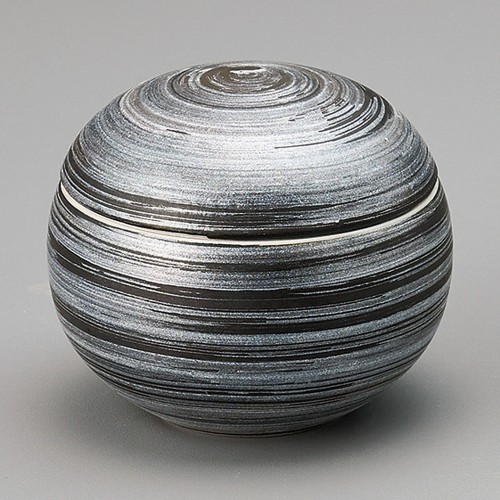14005-471 黒プラチナ巻手まり蓋物|業務用食器カタログ陶里29号