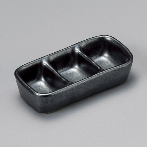 14936-191 黒マットミニ三品盛|業務用食器カタログ陶里30号