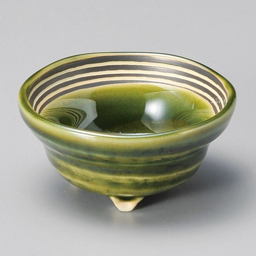 15509-451 織部ライン三つ足珍味|業務用食器カタログ陶里30号