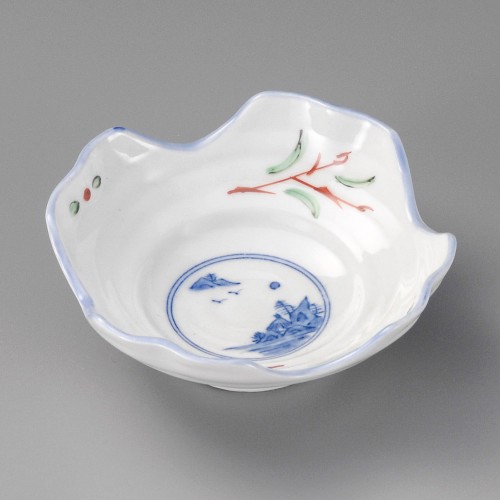 17009-081 赤絵京山水四ツ山鉢|業務用食器カタログ陶里30号