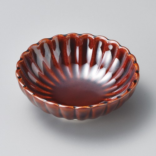 17423-191 アメ釉丸菊型浅鉢|業務用食器カタログ陶里30号