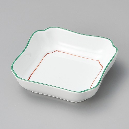 17612-511 緑彩花四角小鉢|業務用食器カタログ陶里30号