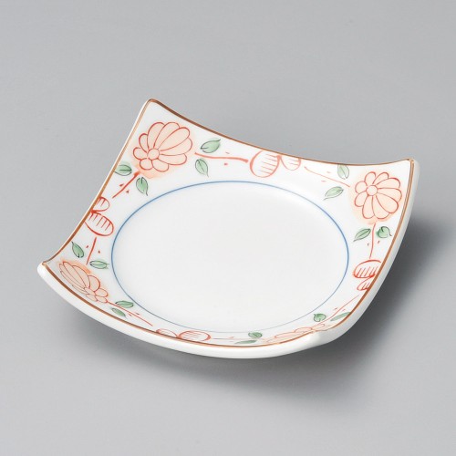 17706-461 赤絵花唐草松花堂角皿|業務用食器カタログ陶里30号