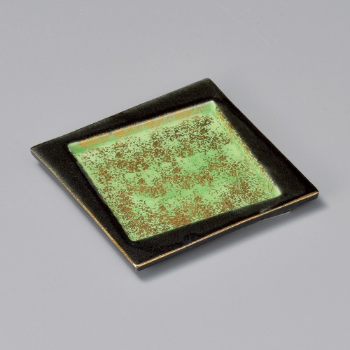 17817-181 金彩グリン交趾正角皿|業務用食器カタログ陶里30号