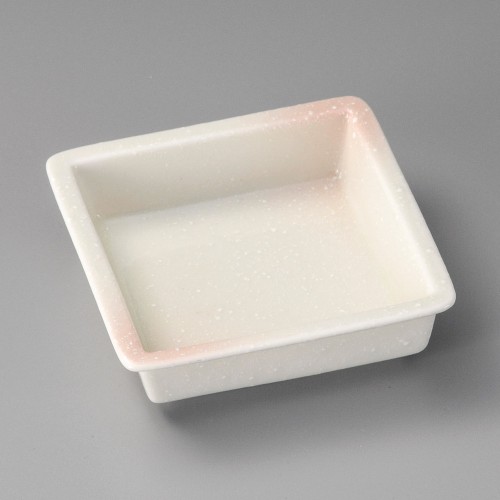 17829-051 ピンク吹リム松花堂角鉢|業務用食器カタログ陶里30号