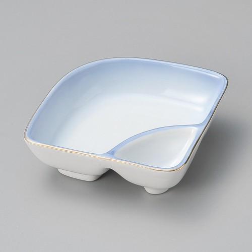 17931-461 コバルト松花堂仕切付扇面鉢|業務用食器カタログ陶里30号