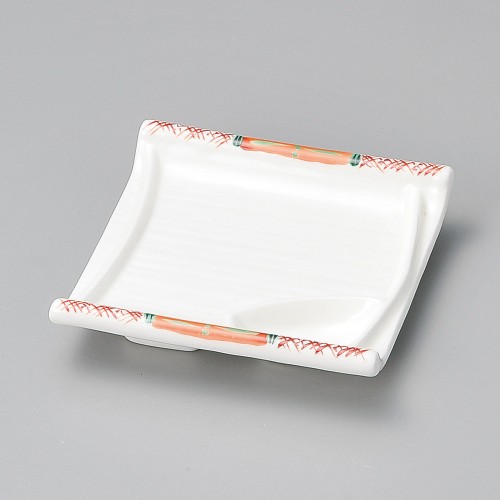 17934-131 赤絵グリン竹笹仕切皿|業務用食器カタログ陶里30号
