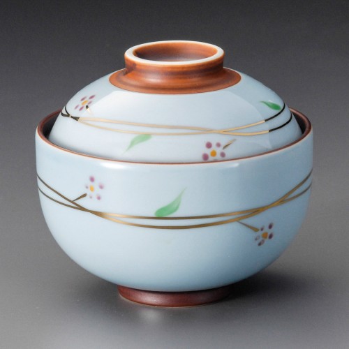 18525-121 茶渕青磁小花円菓子(小)|業務用食器カタログ陶里30号