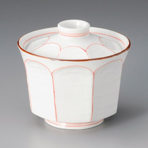 18606-281 赤ライン面取蓋物|業務用食器カタログ陶里30号