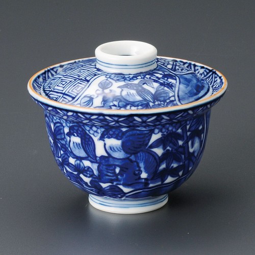 18907-461 染付地紋花鳥小蓋碗|業務用食器カタログ陶里30号