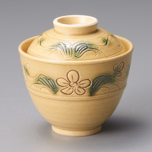 18910-121 黄瀬戸花唐草蓋向付|業務用食器カタログ陶里30号