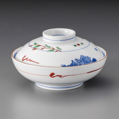19203-081 赤絵京山水蓋向|業務用食器カタログ陶里30号