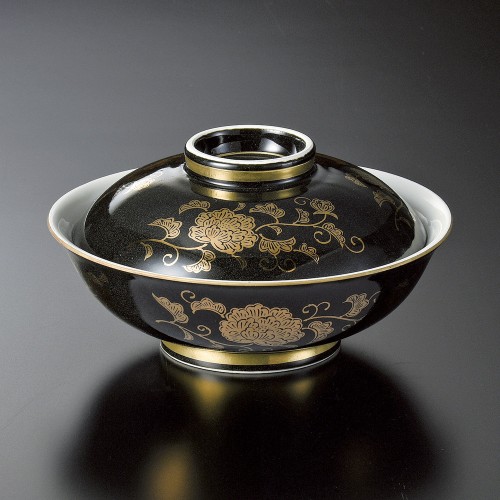 19205-131 黒金唐草平蓋向付|業務用食器カタログ陶里30号