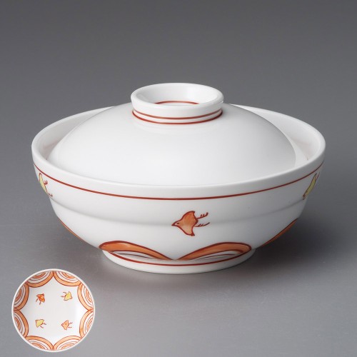 19215-131 赤絵波千鳥蓋向|業務用食器カタログ陶里30号